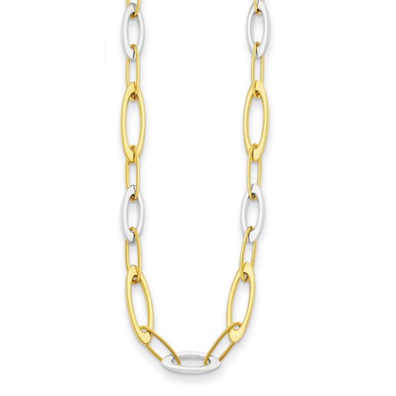 Auriga Fine Jewelry 14K Two-tone Gold Polished Oval Link Necklace for Women 34"