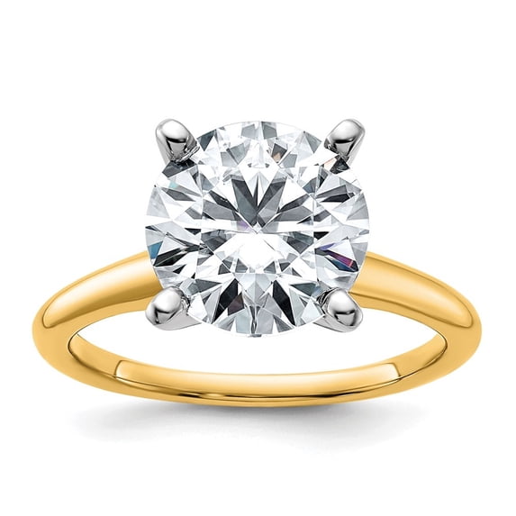 Auriga Fine Jewelry 14K Two-tone Gold Round Moissanite Solitaire Ring for Women Size 8 (Carat: 3.6cttw, Color: D-F)