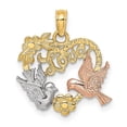 thumbnail image 1 of Auriga Fine Jewelry 14K Two-tone Gold with Rhodium LOVE with Doves Heart Charm Pendant for Women, 1 of 6