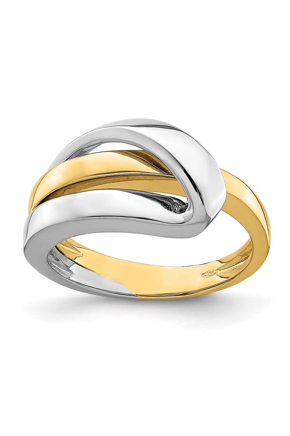 Fine Jewelry 14K Two-tone Polished w/ Folded Design Band for Women Size 7