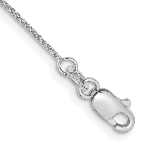 Auriga Fine Jewelry 14K White Gold 0.85mm Spiga Chain Anklet 9inch for Women