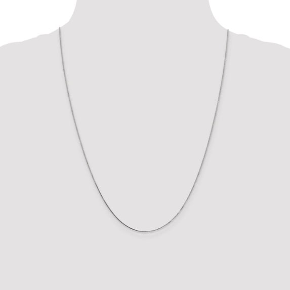 Auriga Fine Jewelry 14K White Gold 0.8mm Box Chain Necklace 24inch for Women
