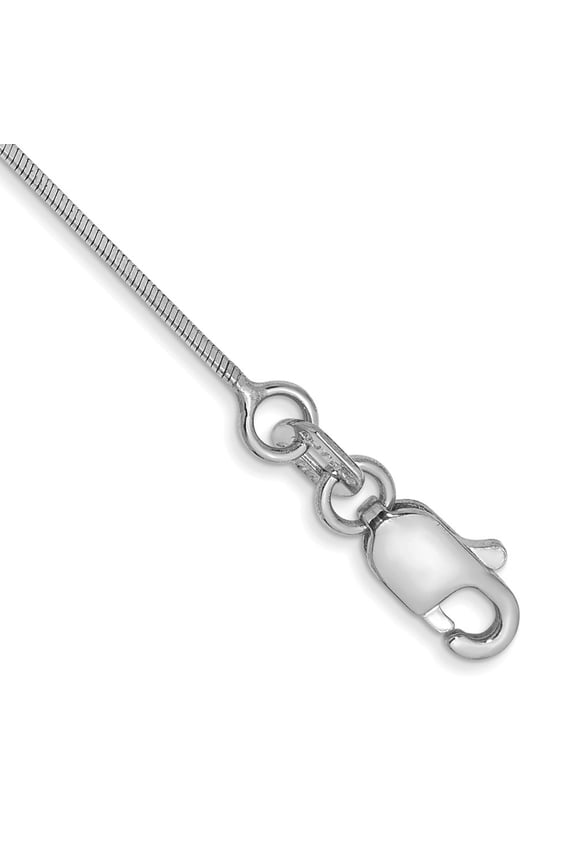 Fine Jewelry 14K White Gold 0.8mm Octagonal Snake Anklet 10inch for Women