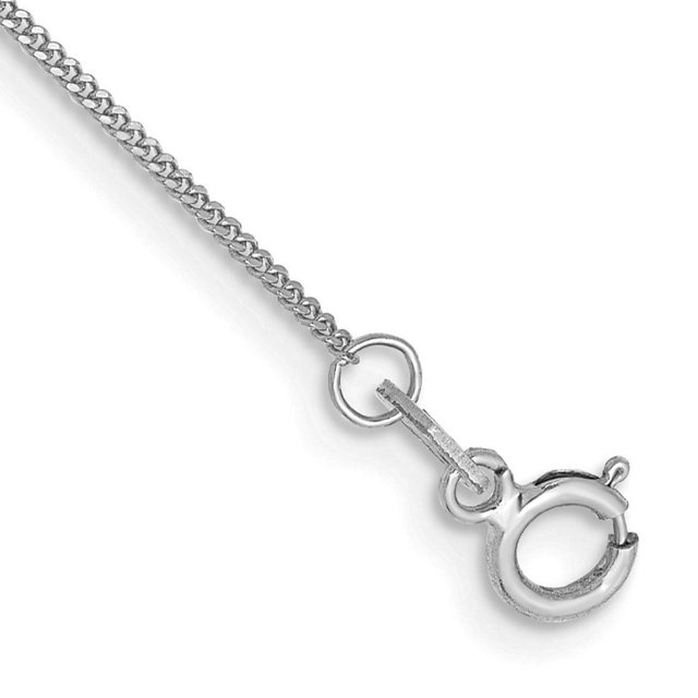 14k Solid White Gold High Polish Cuban Link Chain Anklet – 10 Inch Length