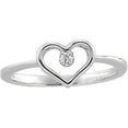 thumbnail image 1 of Auriga Fine Jewelry 14K White Gold .02 CT Natural Diamond Heart Ring for Women Size 6, 1 of 3