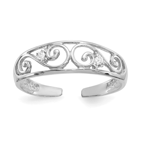 Auriga Fine Jewelry 14K White Gold .02ct Diamond Scroll Toe Ring for Women