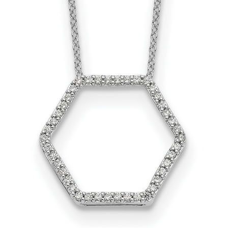 Auriga Fine Jewelry 14K White Gold 1.1 mm Lab Grown Diamond Hexagon Necklace for Women 18"