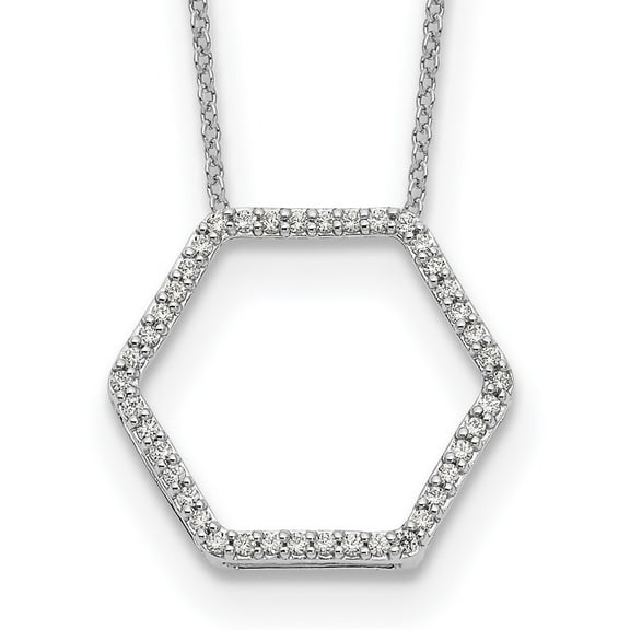 Auriga Fine Jewelry 14K White Gold 1.1 mm Lab Grown Diamond Hexagon Necklace for Women 18"