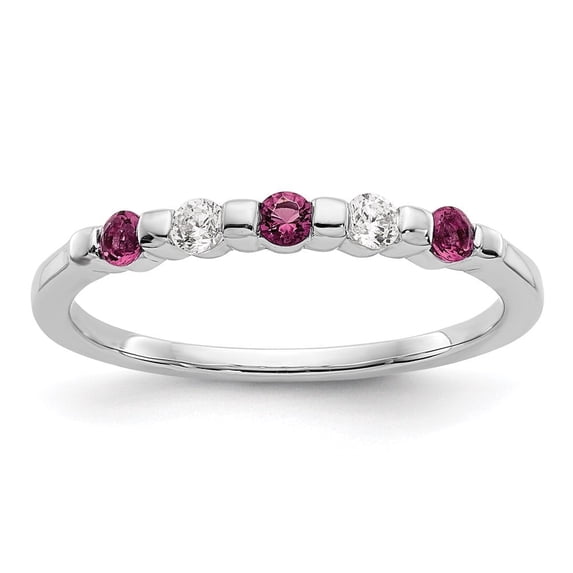 Auriga Fine Jewelry 14K White Gold 1/10 carat Diamond and Ruby Complete Band for Women Size- 7