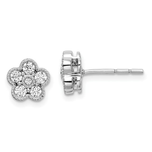 Auriga Fine Jewelry 14K White Gold 1/2 carat Lab Grown Diamond VS/D-F Floral Stud Earring for Women (L- 0.32 inch, W- 0.32 inch)