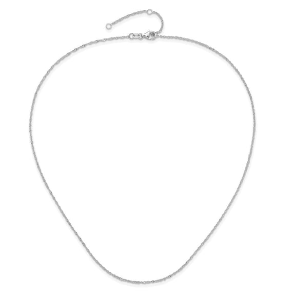 Auriga Fine Jewelry 14K White Gold 1.25 mm Singapore 1"+1" Adjustable Chain Necklace for Women 20"