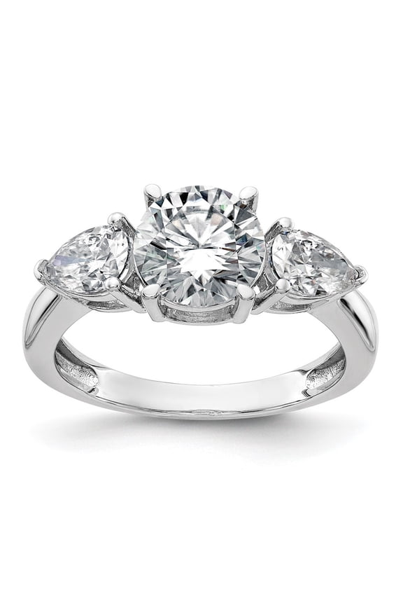 Fine Jewelry 14K White Gold 1 3/8ct. Three Stone G-H-I True Light Moissanite Engagement Ring for Women Size- 7