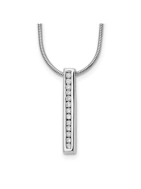 Fine Jewelry 14K White Gold 1.3 mm Lab Grown Diamond Vertical Bar Necklace for Women 18"