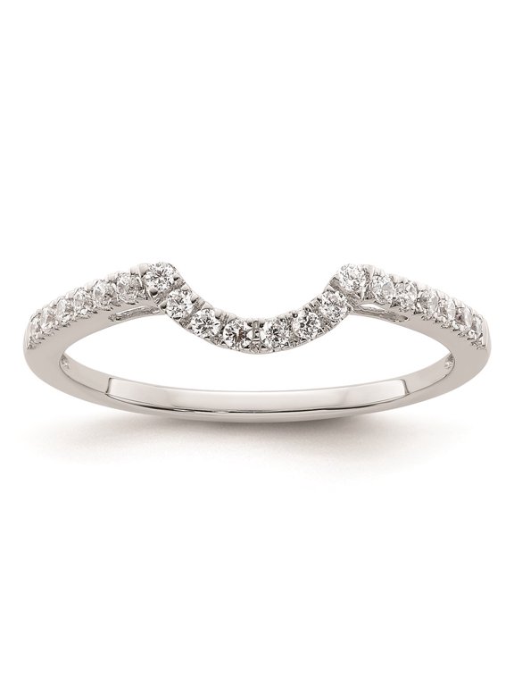 Fine Jewelry 14K White Gold 1/5 carat Diamond Contoured Wedding Band for Women Size 7