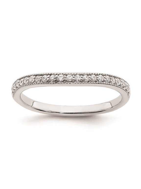Fine Jewelry 14K White Gold 1/8 ct Diamond Wedding Band for Women Size 7
