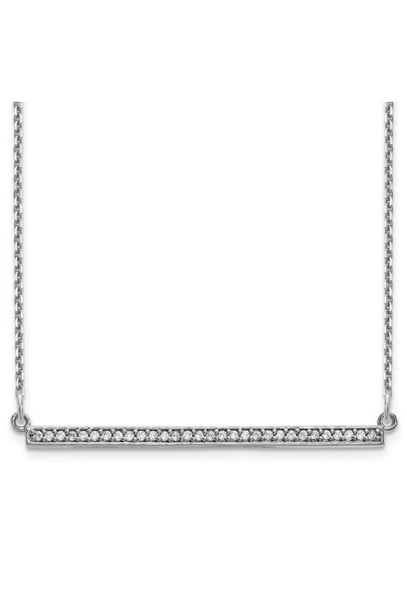 Fine Jewelry 14K White Gold 1 mm Diamond Bar Necklace for Women 18"
