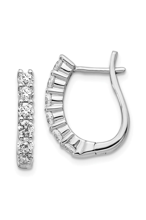 Fine Jewelry Mother's Day Gift 14K White Gold 10 ct LG Diamond Hinged Hoop Earrings for Women
