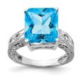 thumbnail image 1 of Auriga Fine Jewelry 14K White Gold 12x10mm Emerald-cut Blue Topaz A Diamond Ring for Women Size 6, 1 of 4