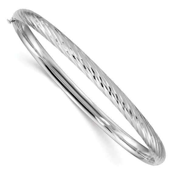 Auriga Fine Jewelry 14K White Gold 3/16 Textured Hinged Bangle Size 7.5 for Women