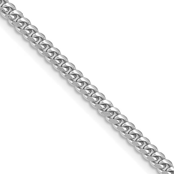 Auriga Fine Jewelry 14K White Gold 3.5 mm Solid Miami Cuban Chain Necklace for Men 20"