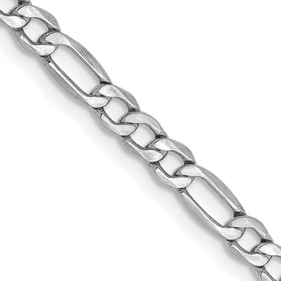Auriga Fine Jewelry 14K White Gold 3.5mm Figaro Chain Necklace 16inch for Women