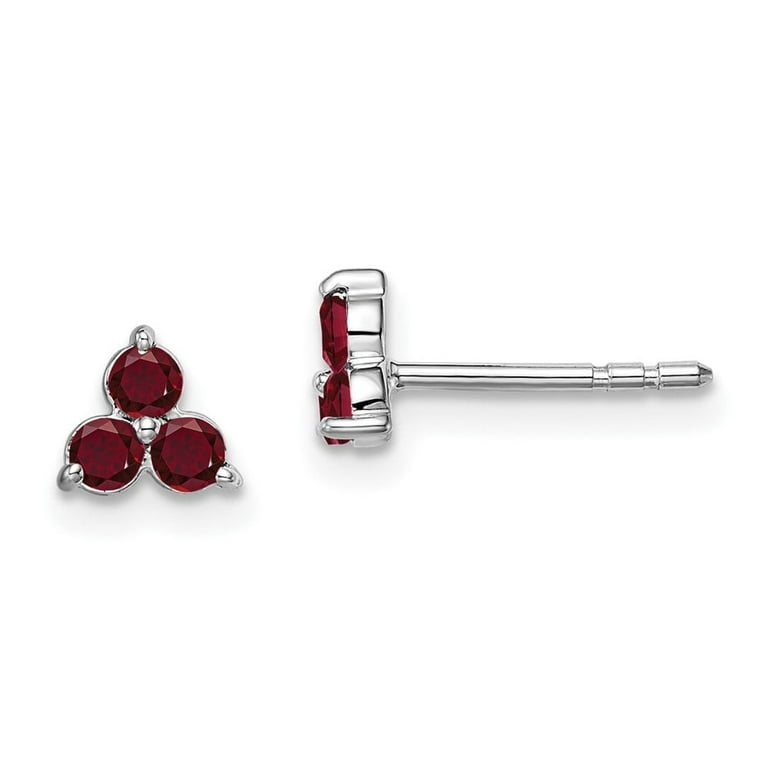 14k White Gold 3-stone Ruby Triangle Earrings 14k White Gold 3-stone Ruby Triangle Earrings