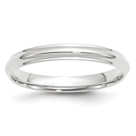 Auriga Fine Jewelry 14K White Gold 3mm Half Round with Edge Women's Wedding Band Size- 10.5