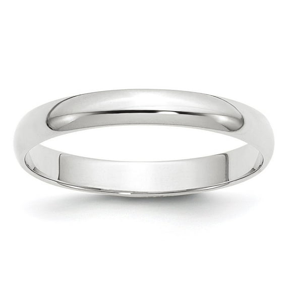 Auriga Fine Jewelry 14K White Gold 3mm Lightweight Half Round Women's Wedding Band Size 8