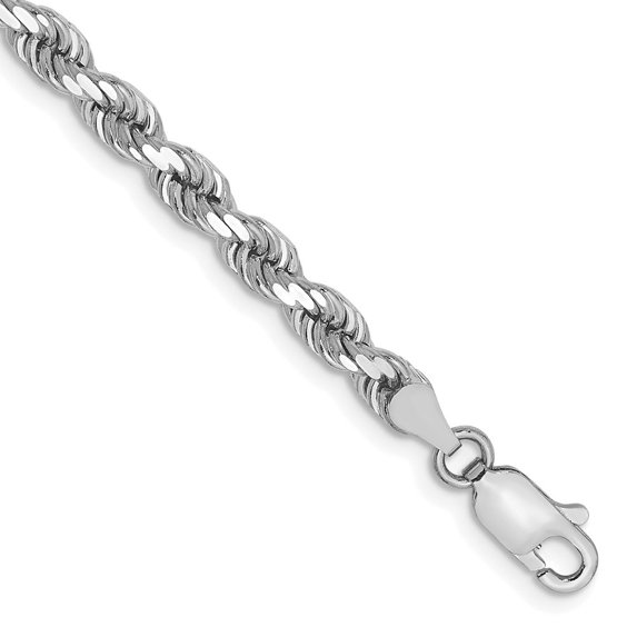 Auriga Fine Jewelry 14K White Gold 4mm Diamond-cut Rope Chain Bracelet 7 inch for Women
