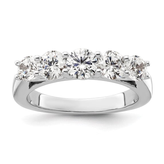 Auriga Fine Jewelry 14K White Gold 5-Stone Diamond Semi-Mount Band Ring Size 7 for Women