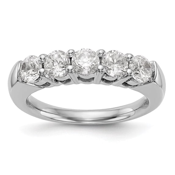Auriga Fine Jewelry 14K White Gold 5-Stone Shared Prong Round Complete Diamond Band for Women Size 7 (0.77ct, Clarity- I1)