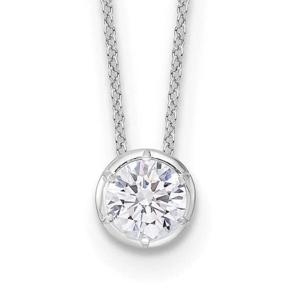 Auriga Fine Jewelry 14K White Gold 6.5 mm Lab Grown Diamond Solitaire Slide Necklace for Women 18"