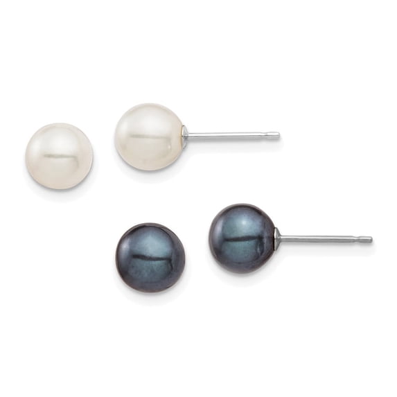 Auriga Fine Jewelry 14K White Gold 6-7mm Pearl 2 Stud Set Earrings for Women