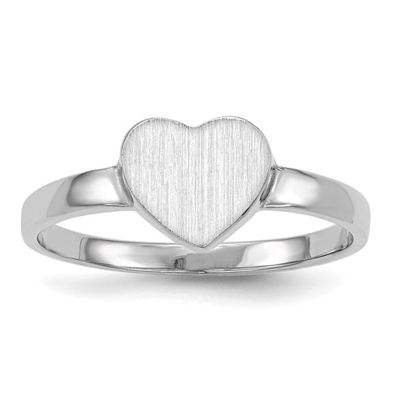 Auriga Fine Jewelry 14K White Gold 7.0x7.5 mm Open Back Heart Signet Ring Size 6 Valentine's Day Gift for Women