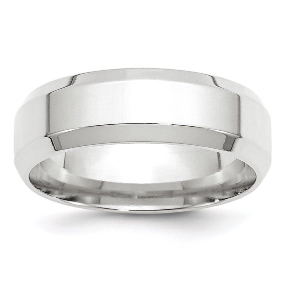 Auriga Fine Jewelry 14K White Gold 7mm Beveled Edge Men's Wedding Band Size- 12.5