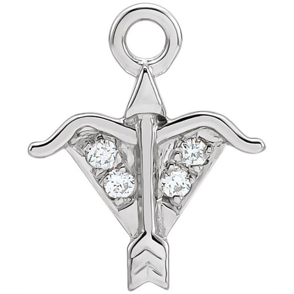 Auriga Fine Jewelry 14K White Gold .85 mm Natural Diamond Sagittarius Dangle Earrings For Women (0.015ct, Color- H, Clarity- I1)