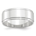 thumbnail image 1 of Auriga Fine Jewelry 14K White Gold 8mm Flat with Step Edge Men's Wedding Band Size 4.5, 1 of 6