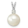 thumbnail image 1 of Auriga Fine Jewelry Mother's Day Gift 14K White Gold White SWC Pearl .05ct Diamond Pendant for Women, 1 of 4