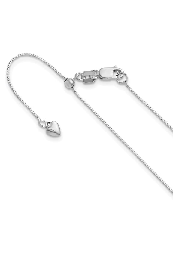 Fine Jewelry 14K White Gold Adjustable .55 mm Box Chain Necklace for Women 22"