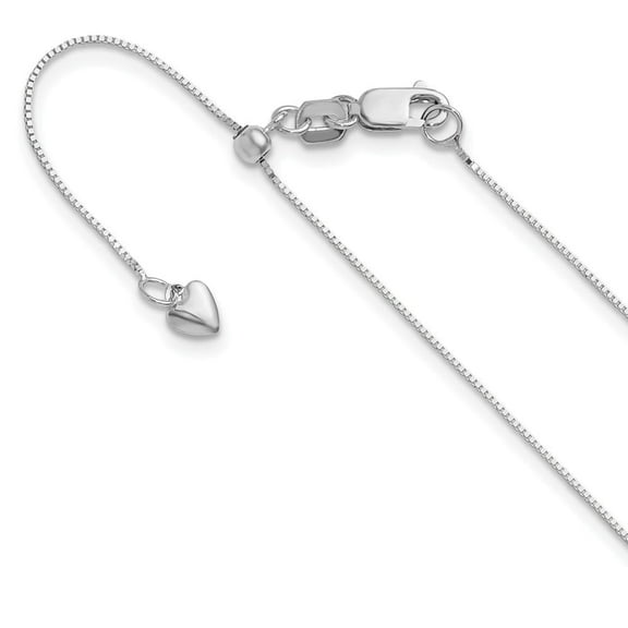 Auriga Fine Jewelry 14K White Gold Adjustable .55 mm Box Chain Necklace for Women 22"