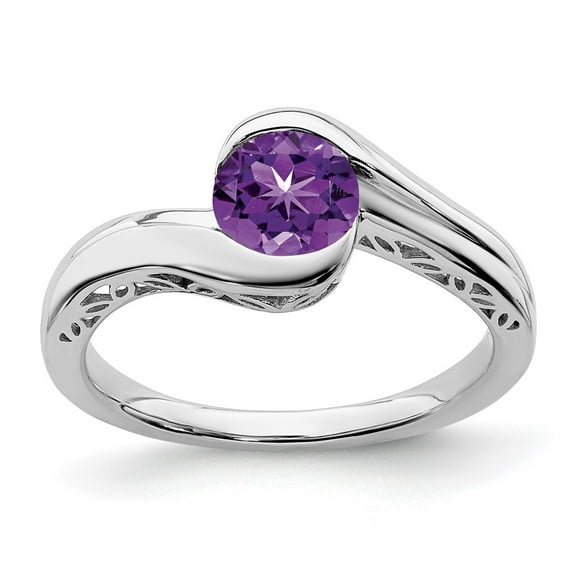 Auriga Fine Jewelry 14K White Gold Amethyst Bypass Ring for Women Size- 7