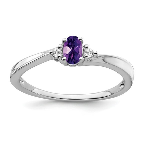 Auriga Fine Jewelry 14K White Gold Amethyst and Diamond Ring for Women Size- 7