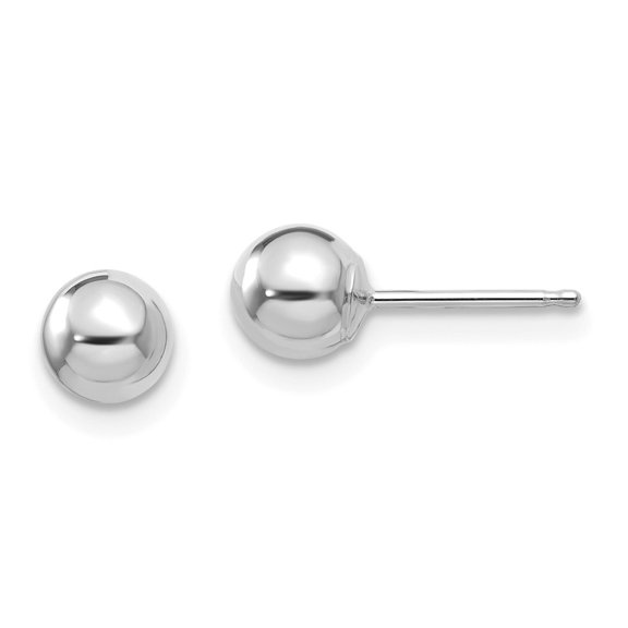 Auriga Fine Jewelry 14K White Gold Ball Stud Earrings for Women (L- 5mm, W- 5mm)