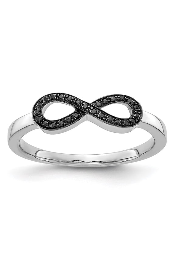 Fine Jewelry 14K White Gold Black Diamond Infinity Ring for Women Size 6.75