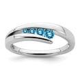 thumbnail image 1 of Auriga Fine Jewelry 14K White Gold Blue Topaz 4-stone Ring for Women Size- 7, 1 of 6