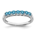 thumbnail image 1 of Auriga Fine Jewelry 14K White Gold Blue Topaz and Diamond 7-stone Ring for Women Size- 7, 1 of 5