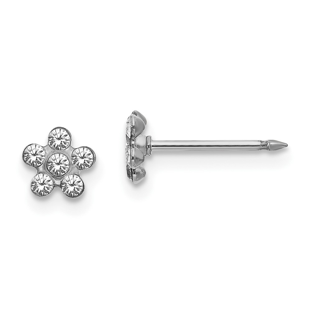 Auriga Fine Jewelry 14K White Gold Clear Crystal Flower Stud Earrings for Women