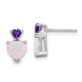 thumbnail image 1 of Auriga Mother's Day Gift 14K White Gold Created Opal and Amethyst Heart Stud Earrings for Women, 1 of 4