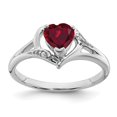 thumbnail image 1 of Auriga Fine Jewelry 14K White Gold Created Ruby and Diamond Heart Ring for Women Size 7, 1 of 6
