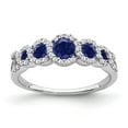 thumbnail image 1 of Auriga Fine Jewelry 14K White Gold Created Sapphire and Diamond Ring for Women Size 7, 1 of 6